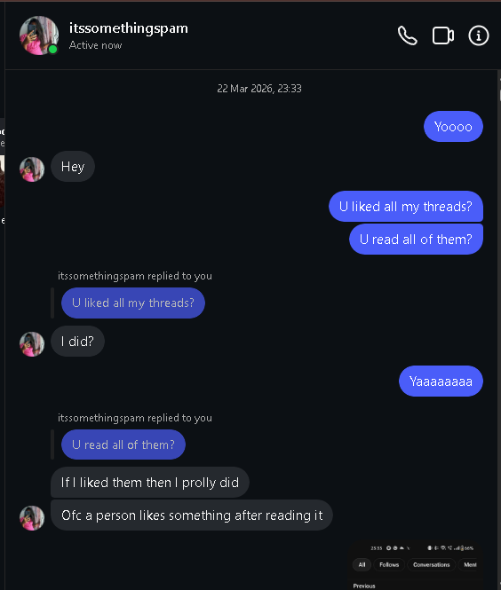 First conversation screenshot